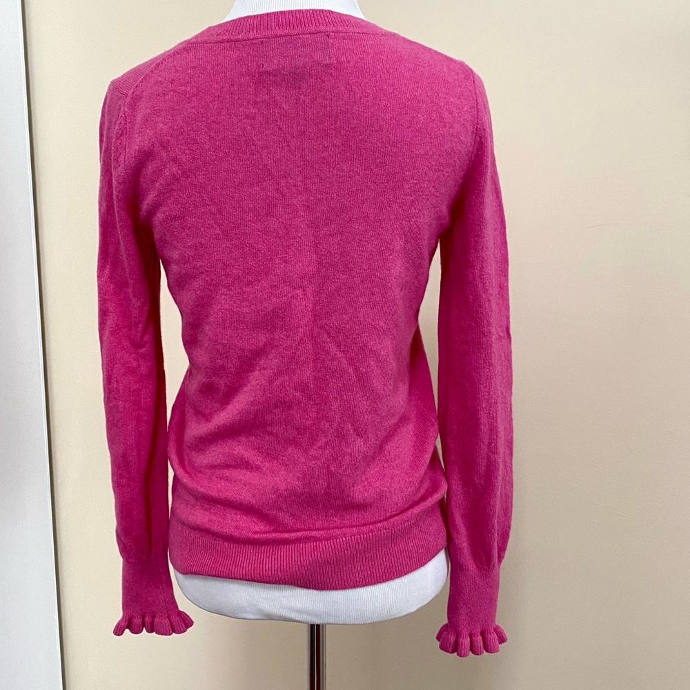 BANANA REPUBLIC MERINO SWEATER XS WOOL CASHMERE BLEND PINK RUFFLE CUFF FILPUCCI - Picture 12 of 14
